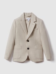 Reiss Stone Attire 9-13 yrs Textured Wool Blend Single Breasted Blazer - Image 2 of 4