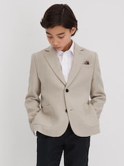 Reiss Stone Attire 9-13 yrs Textured Wool Blend Single Breasted Blazer - Image 3 of 4
