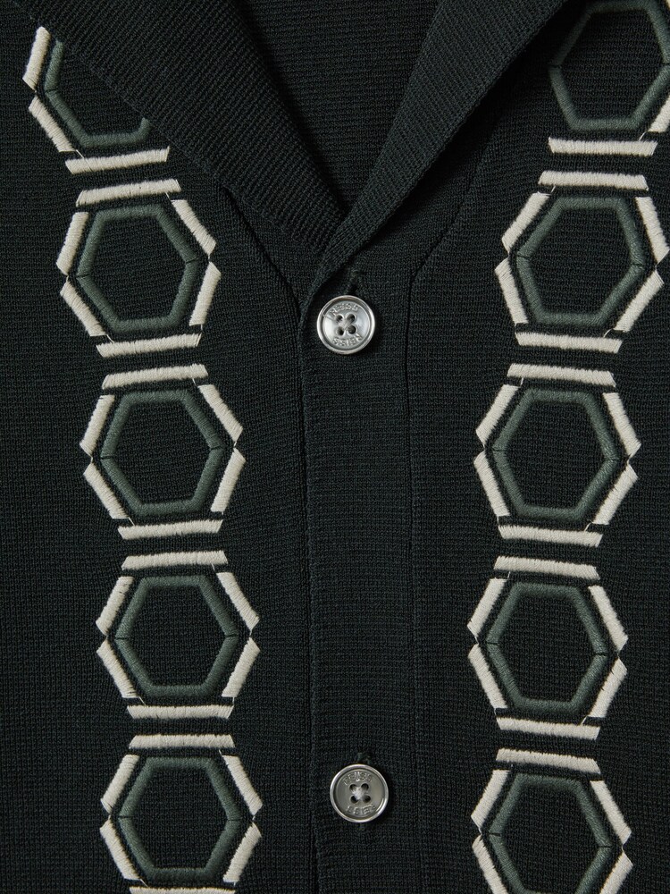 Reiss Hunting Green Decoy Knitted Cuban Collar Shirt - Image 7 of 7 Reiss Hunting Green Decoy Knitted Cuban Collar Shirt - Image 7 of 7