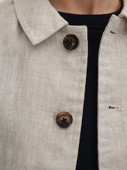 Reiss Stone Cadiz 9-13 yrs Linen Elasticated Trim Bomber Jacket - Image 4 of 6