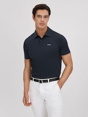 Reiss Navy Owens Slim Fit Cotton Polo Shirt - Image 1 of 6