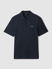 Reiss Navy Owens Slim Fit Cotton Polo Shirt - Image 2 of 6
