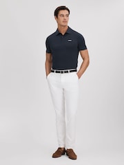 Reiss Navy Owens Slim Fit Cotton Polo Shirt - Image 3 of 6