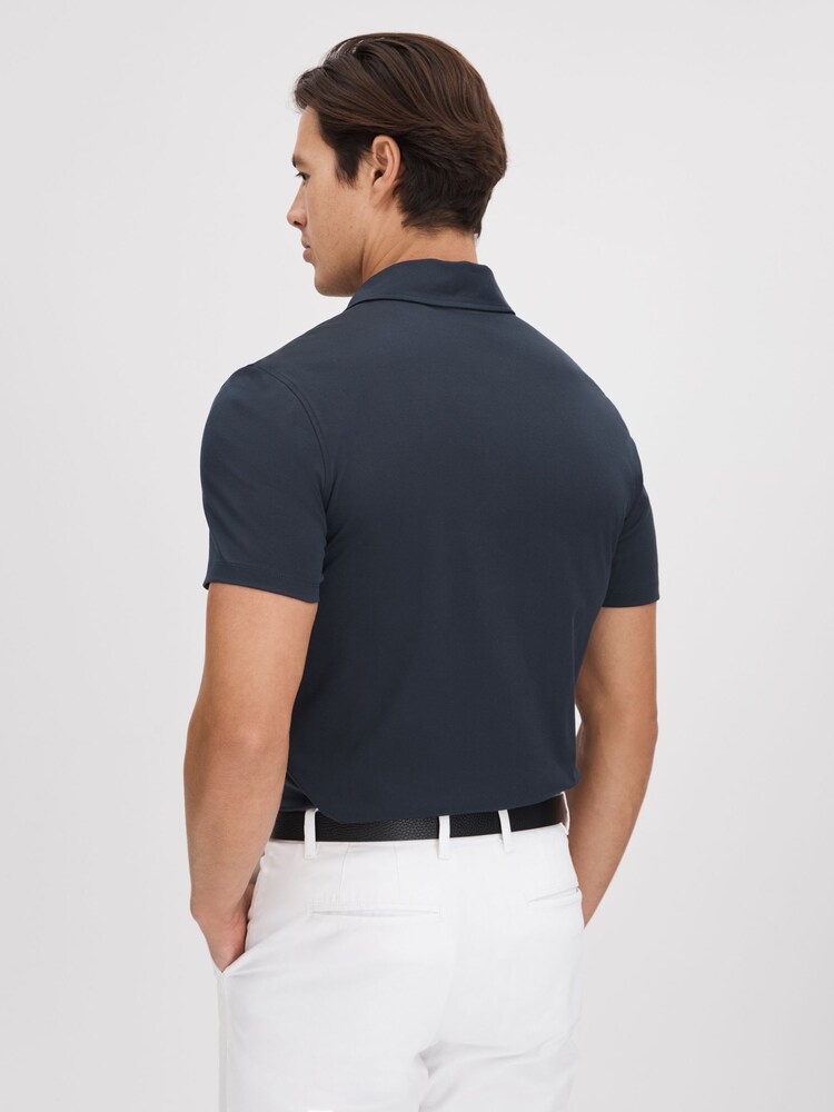 Reiss Navy Owens Slim Fit Cotton Polo Shirt - Image 5 of 6