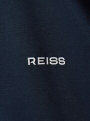 Reiss Navy Owens Slim Fit Cotton Polo Shirt - Image 6 of 6