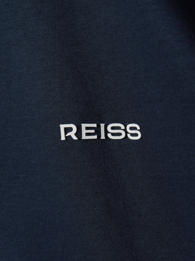 Reiss Navy Owens Slim Fit Cotton Polo Shirt - Image 6 of 6