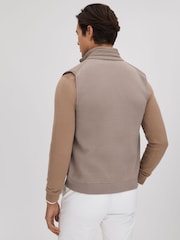 Reiss Mink Cranford Hybrid Quilt and Knit Zip-Through Gilet - Image 5 of 6