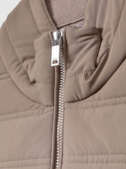 Reiss Mink Cranford Hybrid Quilt and Knit Zip-Through Gilet - Image 6 of 6
