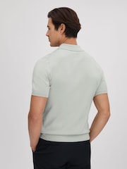 Pistaziengrün - Reiss Tropisches Baumwoll-Polo-Shirt mit halbem Reißverschluss​​​​​​​ - Bild 4 von 5