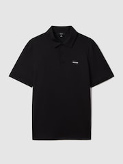 Reiss Black Owens Slim Fit Cotton Polo Shirt - Image 2 of 6