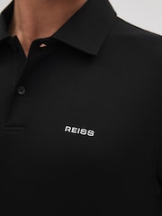 Reiss Black Owens Slim Fit Cotton Polo Shirt - Image 4 of 6