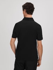 Reiss Black Owens Slim Fit Cotton Polo Shirt - Image 5 of 6