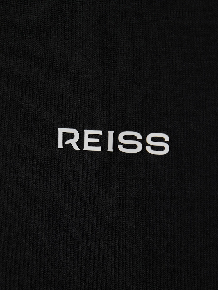 Reiss Black Owens Slim Fit Cotton Polo Shirt - Image 6 of 6