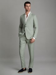 Reiss Apple Kin Single-Breasted Linen Suit Blazer Slim Fit - Image 3 of 8