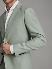 Reiss Apple Kin Single-Breasted Linen Suit Blazer Slim Fit - Image 4 of 8