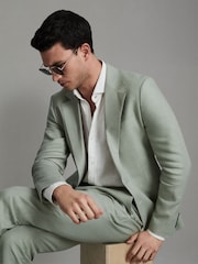 Reiss Apple Kin Single-Breasted Linen Suit Blazer Slim Fit - Image 6 of 8