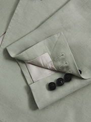 Reiss Apple Kin Single-Breasted Linen Suit Blazer Slim Fit - Image 7 of 8