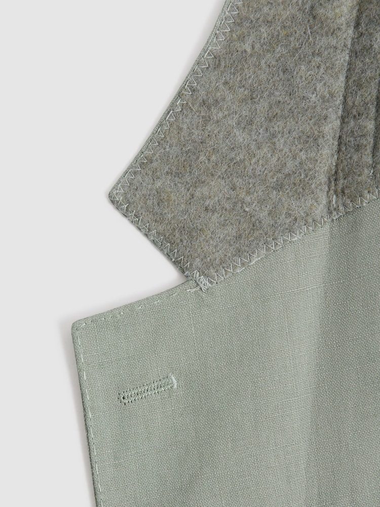 Reiss Apple Kin Single-Breasted Linen Suit Blazer Slim Fit - Image 8 of 8
