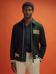 ירוק כהה - McLaren F1 Wool Blend Leather Patch Varsity Bomber Jacket - תמונה 3 מתוך 9