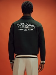ירוק כהה - McLaren F1 Wool Blend Leather Patch Varsity Bomber Jacket - תמונה 5 מתוך 9