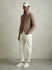 Reiss Mink Southend Hybrid Quilt and Knit Zip-Through Jacket - Image 3 of 6