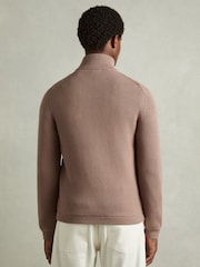 Reiss Mink Southend Hybrid Quilt and Knit Zip-Through Jacket - Image 5 of 6
