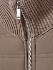 Reiss Mink Southend Hybrid Quilt and Knit Zip-Through Jacket - Image 6 of 6