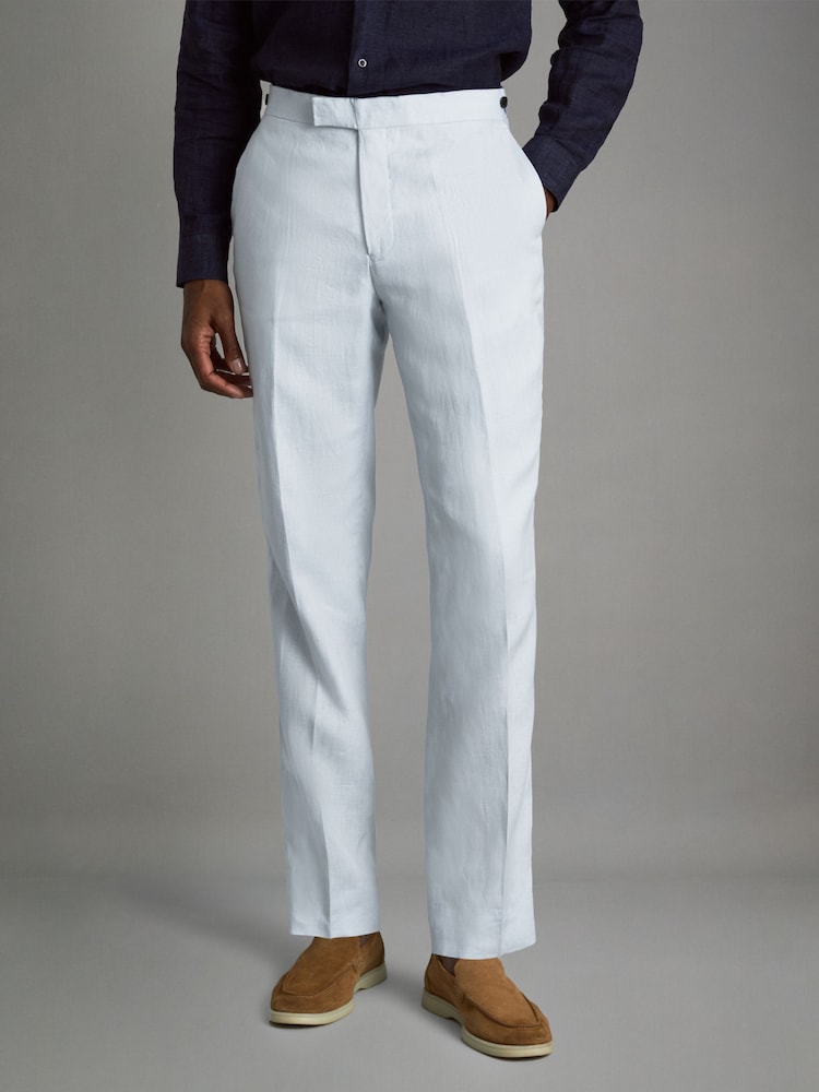 Zartblau - REISS Kin Leinenhose in Slim Fit - Bild 1 von 6