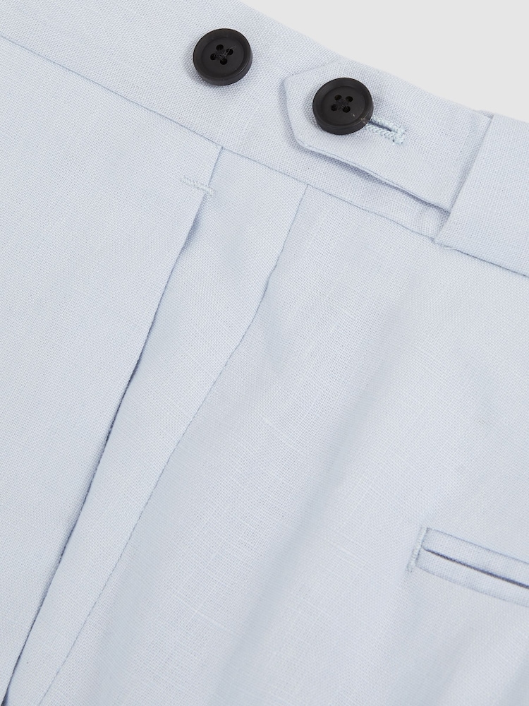 Reiss Soft Blue Kin Slim Fit Linen Trousers - Image 6 of 6 Reiss Soft Blue Kin Slim Fit Linen Trousers - Image 6 of 6