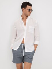 Reiss Airforce Blue/White Shape Printed Drawstring Swim Shorts - Image 3 of 6