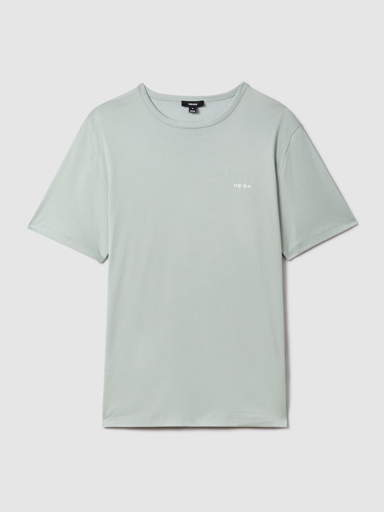 Reiss Sage Russell Slim Fit Cotton Crew T-Shirt - Image 2 of 6