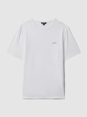 Reiss White Russell Slim Fit Cotton Crew T-Shirt - Image 2 of 6