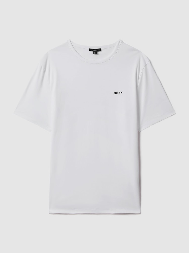 Reiss White Russell Slim Fit Cotton Crew T-Shirt - Image 2 of 6