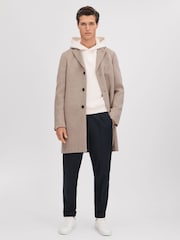 Reiss Ecru/Blue Newton Cotton Relaxed Motif Hoodie - Image 3 of 6