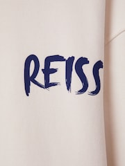 Reiss Ecru/Blue Newton Cotton Relaxed Motif Hoodie - Image 6 of 6