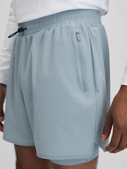 Reiss Blue Silver Robert Castore Water Repellent 2-in-1 Shorts - Image 4 of 8