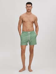 Reiss Bright Green/White Shape Printed Drawstring Swim Shorts - Image 1 of 6