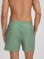 Reiss Bright Green/White Shape Printed Drawstring Swim Shorts - Image 5 of 6