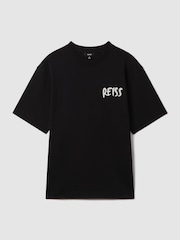 Reiss Black/White Abbott Cotton Motif T-Shirt - Image 2 of 6