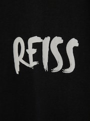 Reiss Black/White Abbott Cotton Motif T-Shirt - Image 6 of 6