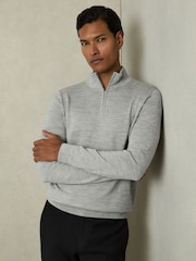 Reiss Black/Soft Grey Blackhall 2 Pack 2 Pack Of Merino Wool Zip-Neck Jumpers - Image 2 of 7