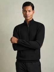 Reiss Black/Soft Grey Blackhall 2 Pack 2 Pack Of Merino Wool Zip-Neck Jumpers - Image 3 of 7