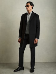 Reiss Black/Soft Grey Blackhall 2 Pack 2 Pack Of Merino Wool Zip-Neck Jumpers - Image 4 of 7
