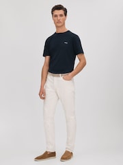 Reiss Navy Russell Slim Fit Cotton Crew T-Shirt - Image 3 of 6