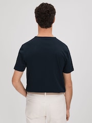 Reiss Navy Russell Slim Fit Cotton Crew T-Shirt - Image 5 of 6