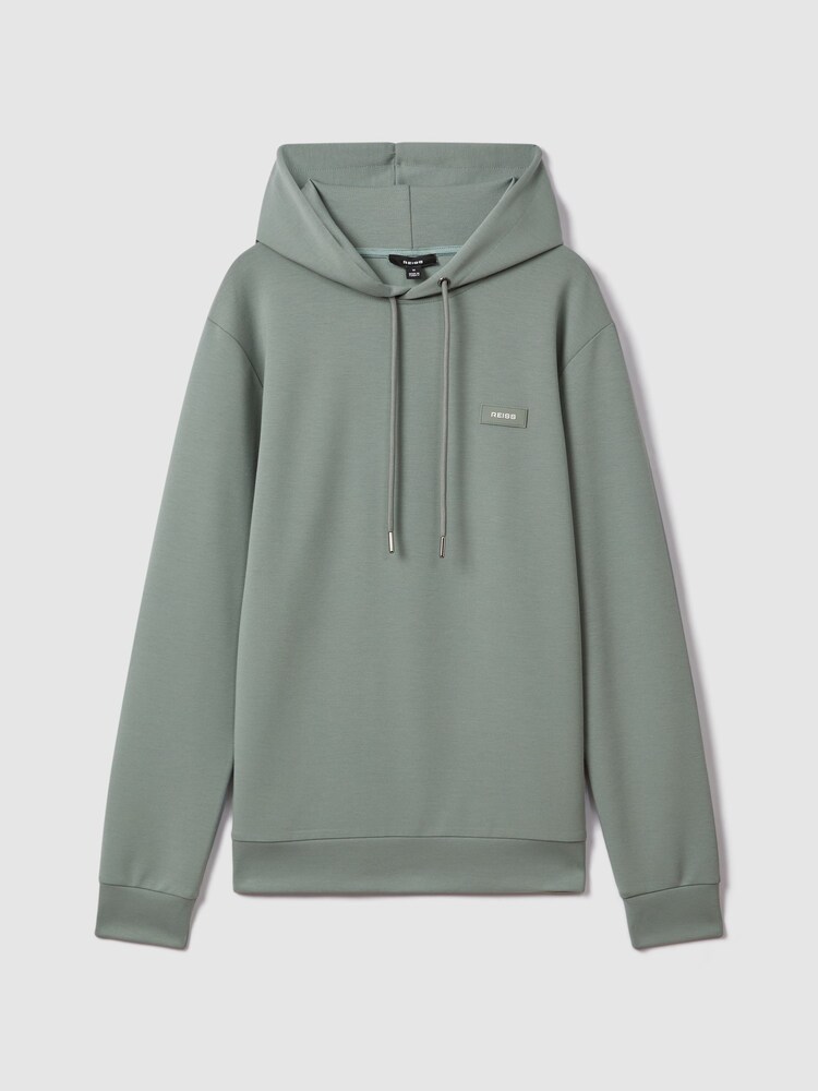 Reiss Sage Zorn Interlock Jersey Hoodie - Image 2 of 6 Reiss Sage Zorn Interlock Jersey Hoodie - Image 2 of 6