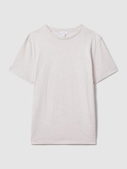 Меланжевая пшеничная - Reiss хлопковая футболка с круглым вырезом - Image 2 of 5