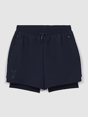 Reiss Midnight Navy Robert Castore Water Repellent 2-in-1 Shorts - Image 2 of 7