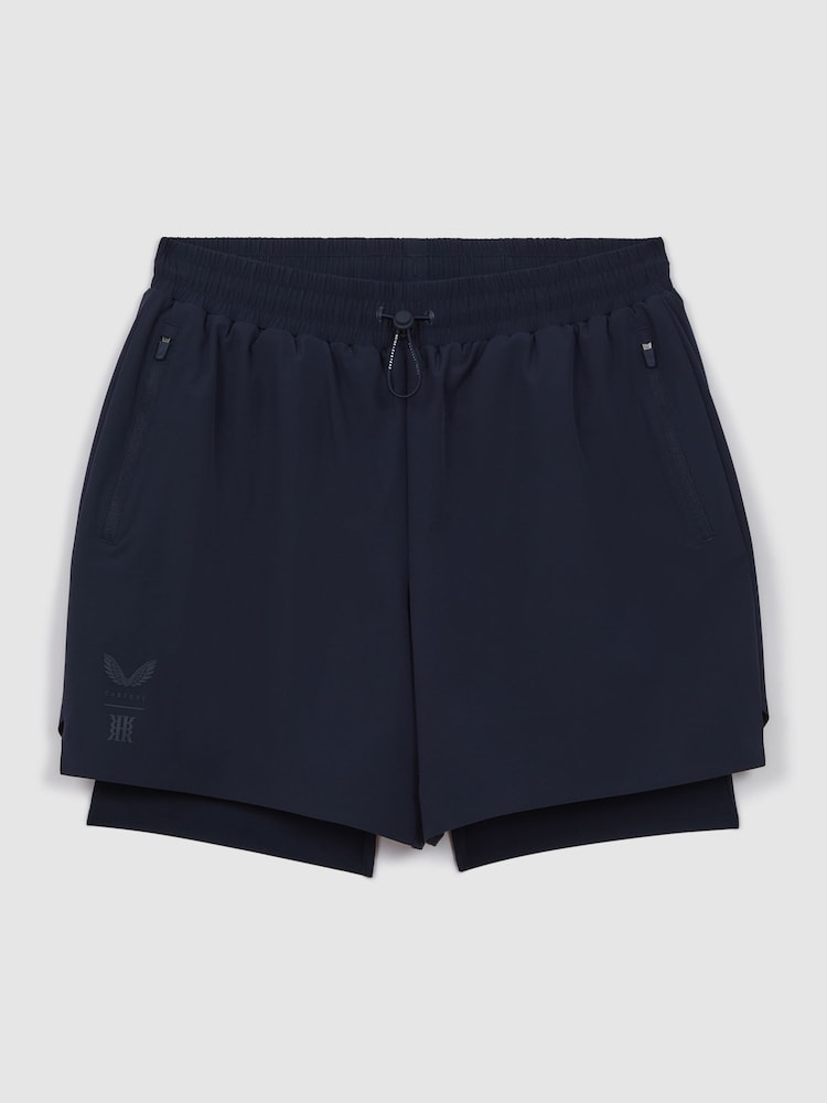 Reiss Midnight Navy Robert Castore Water Repellent 2-in-1 Shorts - Image 2 of 7