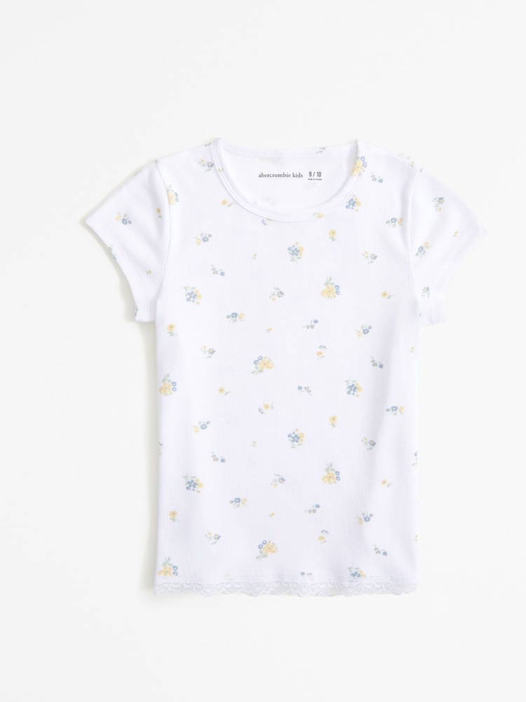 Abercrombie & Fitch Ditsy Floral Short Sleeve White T-Shirt - Image 1 of 2 Abercrombie & Fitch Ditsy Floral Short Sleeve White T-Shirt - Image 1 of 2